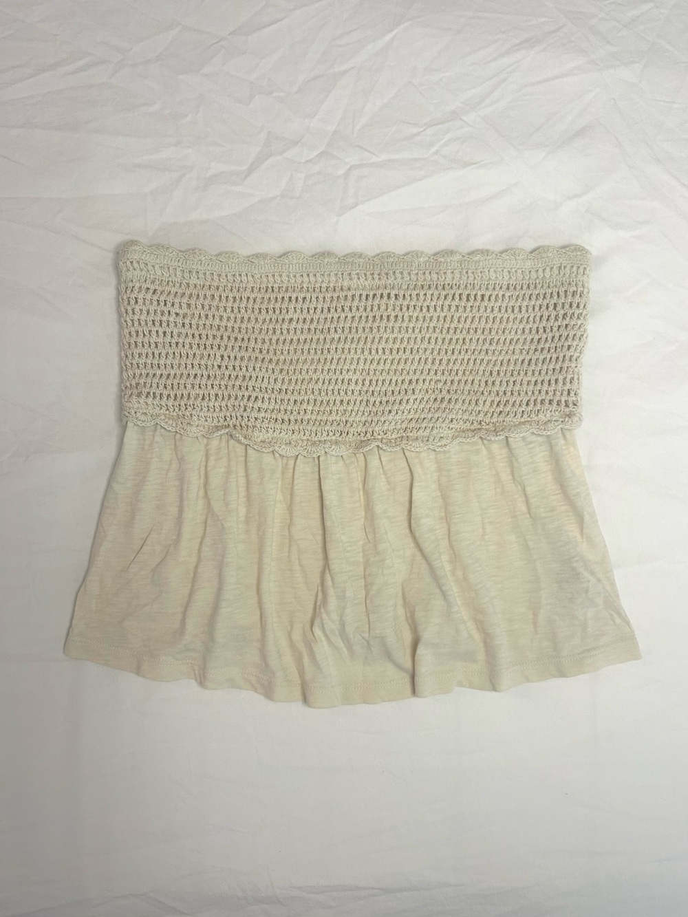 American Eagle Strapless Crochet Babydoll Top